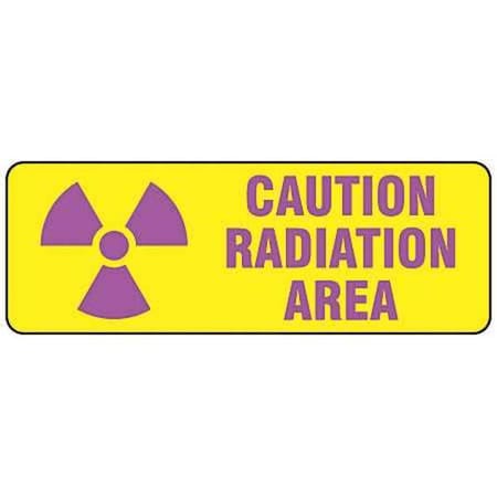 Brady Caution Radiation Sign, 3 1/2 in H, 10 in W, Polyester, Rectangle, 20109KLS, PK10 20109KLS
