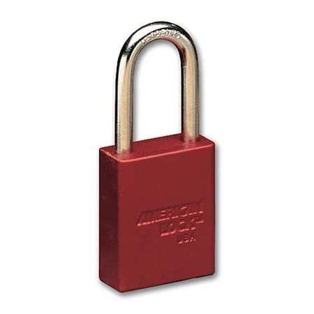 American Lock Lockout Padlock, Keyed Alike, Aluminum, Red, 1 1/2 in Shackle Height, 1 1/2 in Body Width, 12 PK A1106KARED SETOF12
