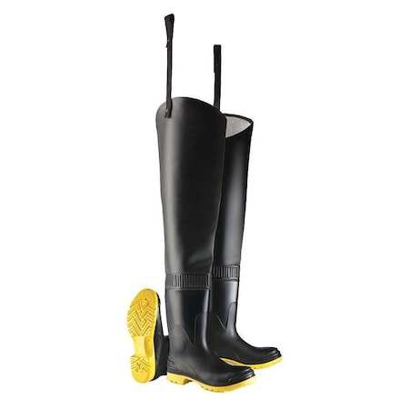 Dunlop Hip Wader, PVC Upper, Polyblend Outsole, Steel Toe, 16 in Boot Height, Defined Heel Heel, Size 10 D 8685600