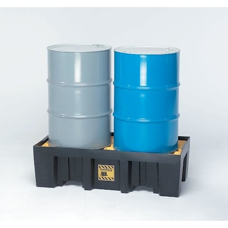 Zoro Select Spill Pallet, 2 Drums, 2,000 lb Load Capacity, High Density Polyethylene 1620P