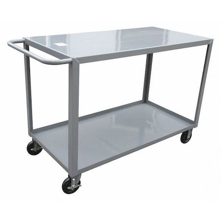 Zoro Select Utility Cart with Lipped & Flush Metal Shelves, Steel, 1,200 lb Load Capacity, 2 Shelves, 54 in L 8AE96