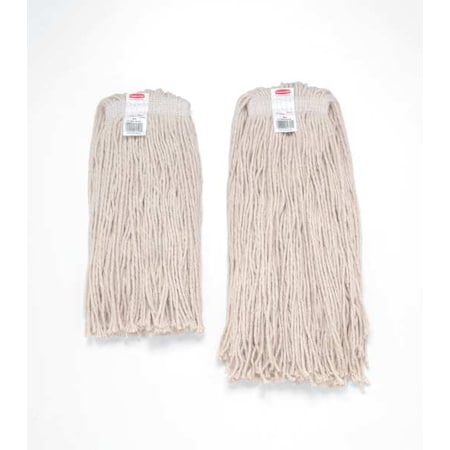 Rubbermaid Commercial 1 in String Wet Mop, 16 oz Dry Wt, Slide On Connection, Cut-End, White, Cotton, FGV11600WH00 FGV11600WH00