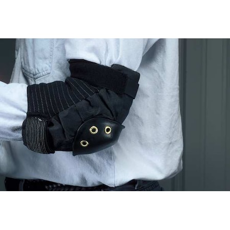 Allegro Industries Elbow Pads, Hard Shell, Plastic, Fabric Pad, Nylon Cap, hook-and-loop Closure, 2 Straps, Black 7104