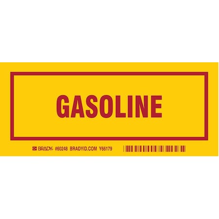 Brady Container Label, Gasoline, Polyester, 7 in W, 3 in H 60248