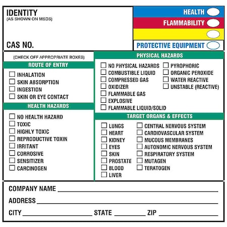 Brady Hazmat/Reactivity Secondary Label, Multicolor, Pk100 60331