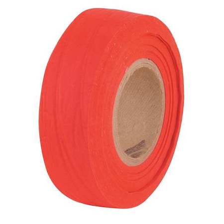 Zoro Select Flagging Tape, No Legend, Red, 1 in Wide x 100 ft Length, Wood Fiber, 3 mil BDR-200