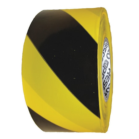 Zoro Select Barricade Tape, No Legend, Black/Yellow, 3 in Wide x 500 ft Length, Polypropylene, 4 mil B354Y18-200
