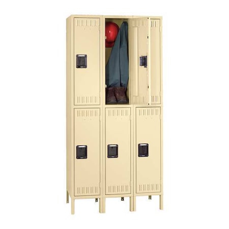 Tennsco Wardrobe Locker, 12 in W, 12 in D, 12 in H, (2) Tier, (3) Wide, Sand DTK-121236-3 SD