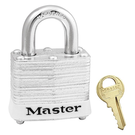 Master Lock Lockout Padlock, Keyed Different, Steel, White, 3/4 in Shackle Height, 1 9/16 in Body Width 3WHT