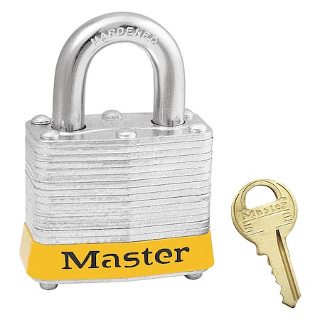 Master Lock Lockout Padlock, Keyed Different, Steel, Yellow, 3/4 in Shackle Height, 1 9/16 in Body Width 3YLW