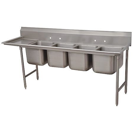 Advance Tabco Scullery Sink 16 in x 20 in, 4, 4, Floor Mount, 18 ga. 304 Stainless Steel 9-4-72-24L
