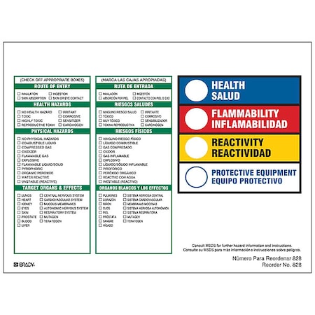 Brady Label, HMIG, Paper, 6 in W, 8 in H 828LS