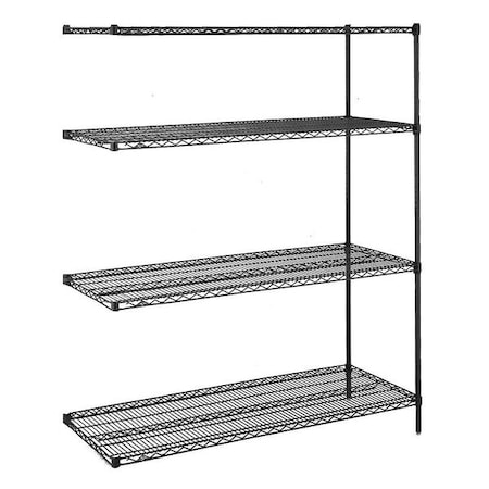 Metro Wire Shelving, 24"D x 72"W x 62-9/16"H, 4 Shelves, Black 4/2472NBL2/63PBL8/99