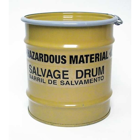 Zoro Select Open Head Salvage Drum, Steel, 8 gal, Lined, Yellow 820YM