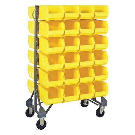 Quantum Storage Systems Steel Mobile Bin Rail Floor Rack, 36 in D x 53 in H x 20 in W, Yellow MQRU-12D-239-48YL