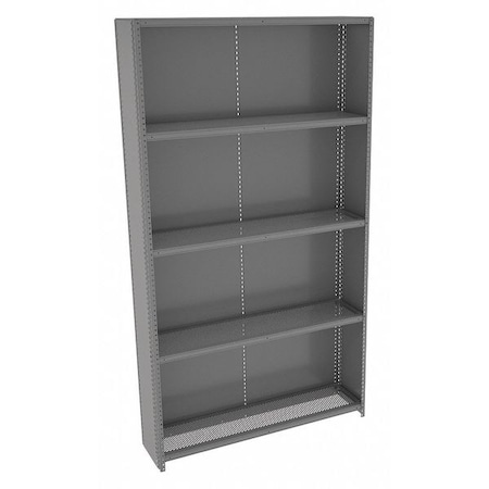Tennsco Metal Shelving Unit, 12"D x 48"W x 87"H, 5 Shelves, Carbon Steel QC5-4812PS