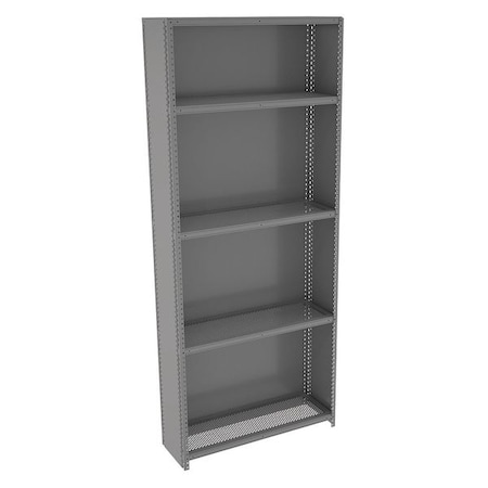 Tennsco Metal Shelving Unit, 12"D x 36"W x 87"H, 5 Shelves, Carbon Steel QC5-3612PS