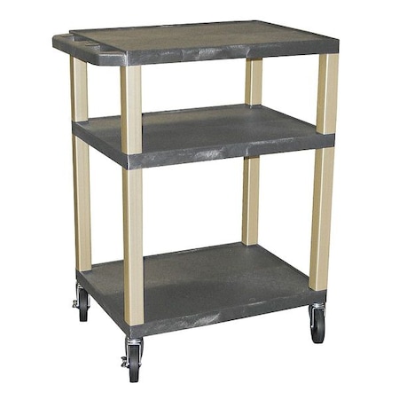 Zoro Select Utility Cart with Lipped Plastic Shelves, Thermoplastic Resin, 300 lb Load Capacity, 3 Shelves WT34GYE