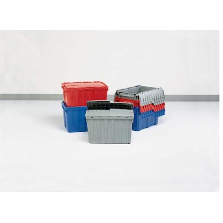 Orbis Attached Lid Container, 4.48 gal Volume Cap., 15 1/4 in L, 10 7/8 in W, 9 7/8 in H, Plastic, Gray FP06 Gray