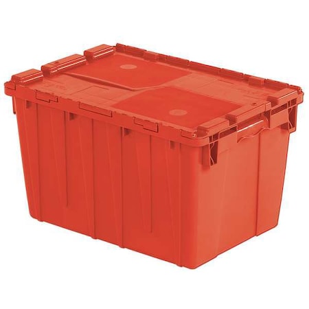 Orbis Attached Lid Container, 13.46 gal Volume Cap., 21 3/4 in L, 15 1/4 in W, 12 7/8 in H, Plastic, Red FP183 Red