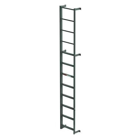 Zoro Select 12 ft Overall H, Fixed Ladder, Steel, 8 Steps, Side Step Exit, Enamel Finish, 300 lb Load Capacity MDS08