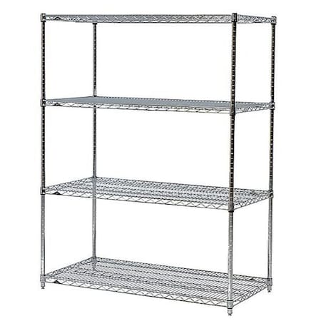 Metro Wire Shelving Unit, 24"D x 60"W x 62-9/16"H, 4 Shelves, Black 4 /2460NBL, 4 /63PBL