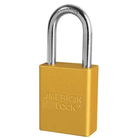 American Lock Lockout Padlock, Keyed Alike, Aluminum, Yellow, 1 1/2 in Shackle Height, 1 1/2 in Body Width, 6 PK A1106KAS6YLW