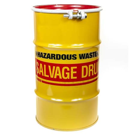 Zoro Select Open Head Transport Drum, Steel, 15 gal, Lined, Yellow B15BR12   17855W