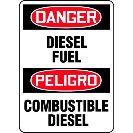 Accuform Danger/Peligro, Diesel Fuel/Combustible Diesel, 10" W x 14" H, Rectangle, Vinyl SBMCHL226VS