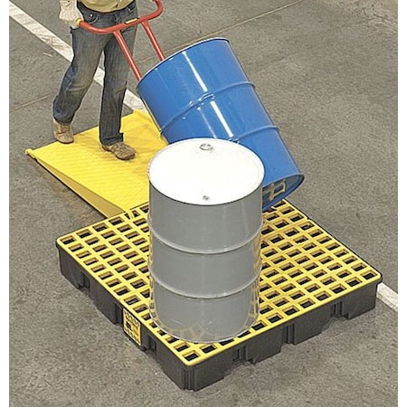 Zoro Select Spill Pallet, 66 gal Spill Capacity, 4 Drums, 8,000 lb Load Capacity, High Density Polyethylene 1645P