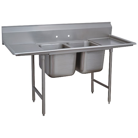 Advance Tabco Scullery Sink 24 in x 24 in, 2, 2, Floor Mount, 18 ga. 304 Stainless Steel 9-42-48-24RL