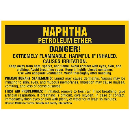 Brady Label, NAPHTHA, Polyester, 2 7/8 in W, 2 in H 7289PLS