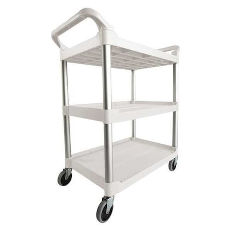 Rubbermaid Commercial Dual-Handle Utility Cart with Lipped Plastic Shelves, Plastic, 200 lb Load Capacity, 3 Shelves FG342488OWHT