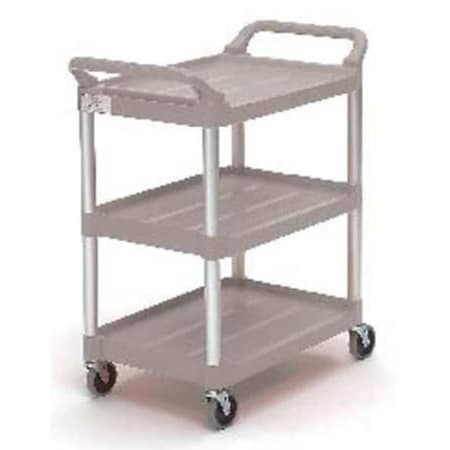Rubbermaid Commercial Dual-Handle Utility Cart with Lipped Plastic Shelves, Plastic, 200 lb Load Capacity, 3 Shelves FG342488PLAT