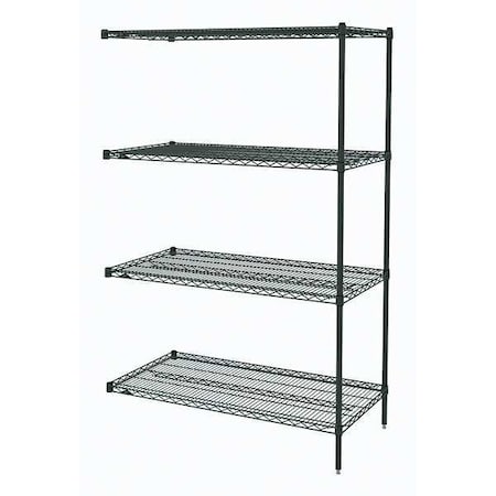 Metro Wire Shelving, 24"D x 48"W x 62-9/16"H, 4 Shelves, Smoked Glass 4/2448NDSG,2/63PDSG