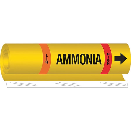 Brady Ammonia Pipe Marker, IIAR, 3/4 to 2-1/2In, 58000 58000