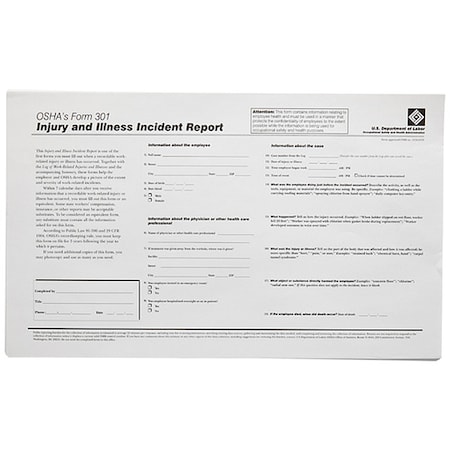 Brady OSHA Forms, English, PK25 OR301E