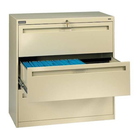 Tennsco 42 in W 3 Drawer Lateral File Cabinet, Champagne/Putty LPL4236L30 PUTTY