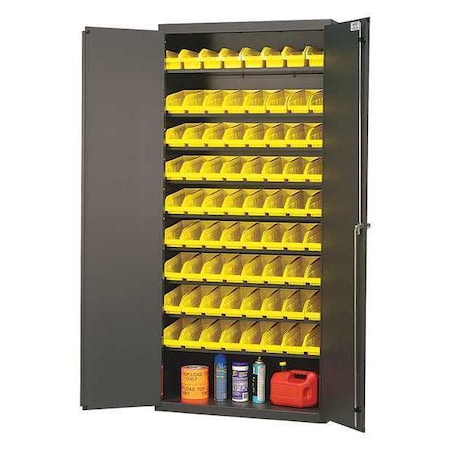 Quantum Storage Systems Steel Bin Cabinet, 18" D x 78 in H x 36 in W, 9 Shelves, Gray QPR-101YL