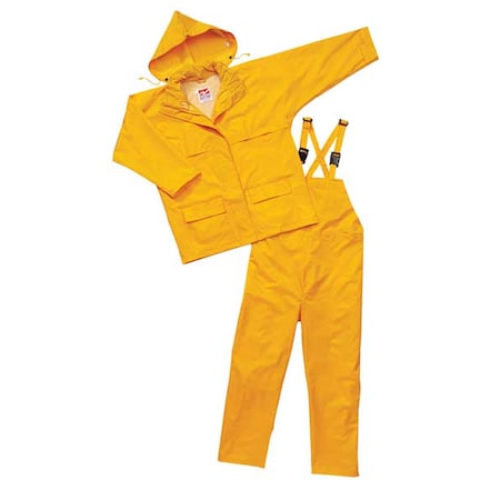 Viking 3-Piece Rainsuit with Detachable Hood, Polyester, PVC, 150 den Thick, Detachable, Yellow, L 2900Y-L