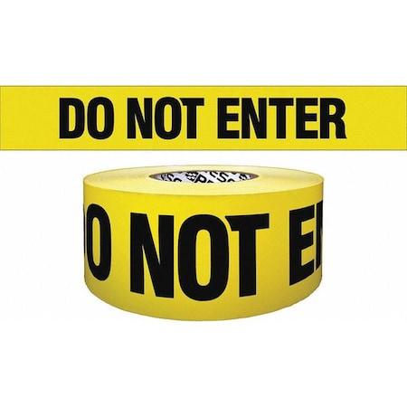 Zoro Select Barricade Tape, Do Not Enter, Yellow, 3 in Wide x 1,000 ft Length, Polyethylene, 4 mil B3104Y1828-200