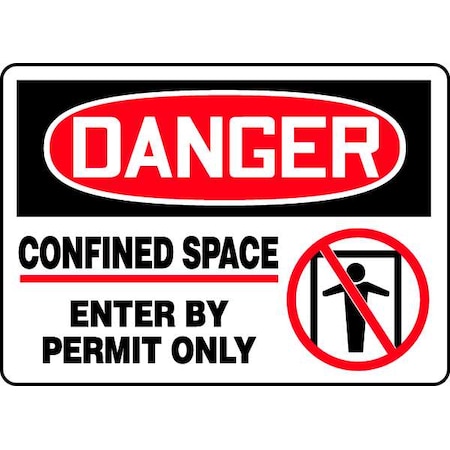 Accuform Danger Sign, 10X14", R and BK/Wht, Al, MCSP014VA MCSP014VA