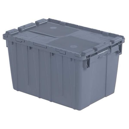 Orbis Attached Lid Container, 13.46 gal Volume Cap., 21 3/4 in L, 15 1/4 in W, 12 7/8 in H, Plastic, Gray FP183 Grey