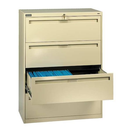 Tennsco 36 in W 4 Drawer Lateral File Cabinet, Champagne/Putty LPL3648L40 PUTTY