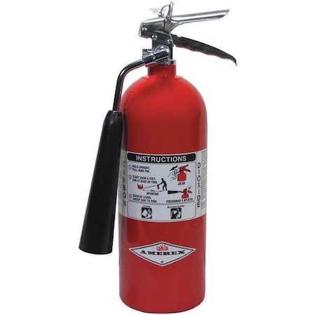 Amerex Fire Extinguisher, 5 lb Capacity, Class BC , UL Rating5B:C , Carbon Dioxide 10 sec, Discharge Time: 27774