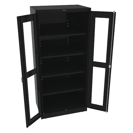 Tennsco Shelving Storage Cabinet, 78 in H, 36 in W, 24 in D, Swing, Keyed, Black, 4 Shelves, 0 Drawers CVD2470 BLACK
