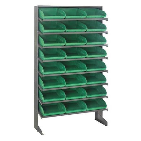 Quantum Storage Systems Plastic Pick Rack, 12 in D x 60 in H x 36 in W, 8 Shelves, Green QPRS-109GN