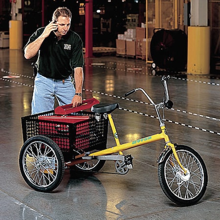 Worksman Tricycle, 20 In Wheel, Yellow M2020-CB-YEL