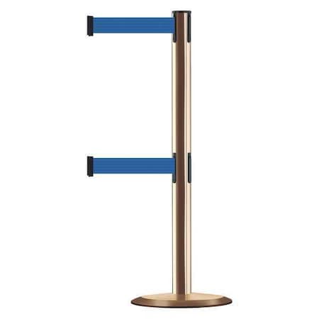 Tensabarrier Barrier Post with Belt, Blue, 7 1/2 ft Length, 38 in Post Height 889T2U-2P-2P-STD-NO-L5X-C