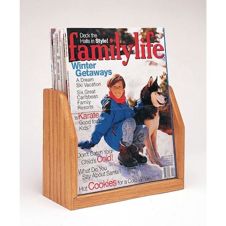 Zoro Select Magazine Counter Rack, 7.5" H, Medium Oak MT1-MO